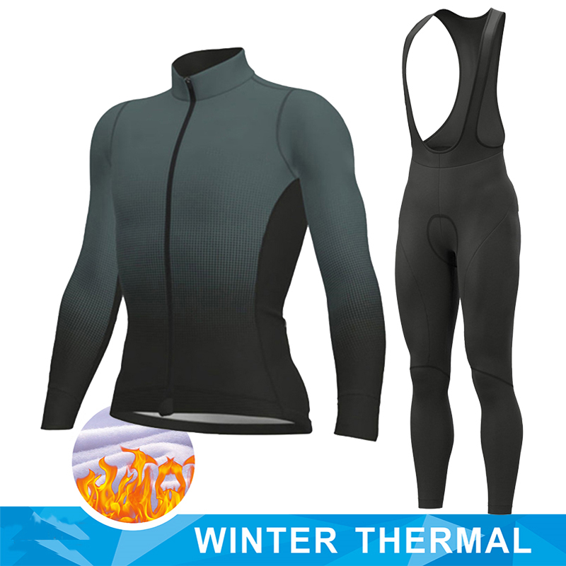 Cycling Bib Shorts - ชุดเสื้อปั่นจักรยานกันหนาว Pro Warm Winter Thermal Fleece
