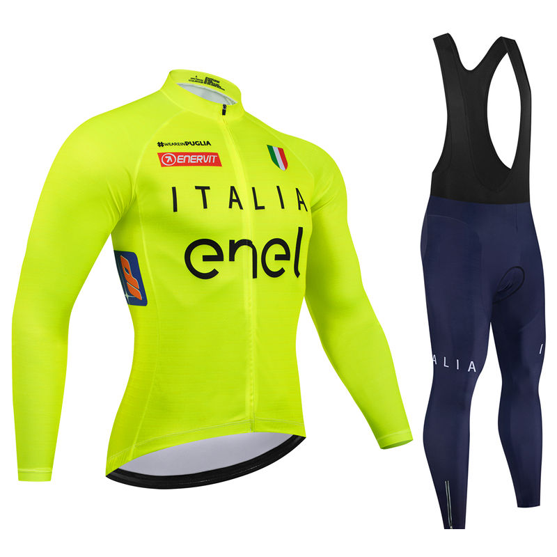 Cycling Bib Shorts - อิตาลีใหม่ฤดูใบไม้ผลิและฤดูใบไม้ร่วงทีมชุดขี่จักรยานผู้ชายแขนยาวเสื้อผ้าจักรยาน MTB Maillot จักรยานชุด Bib Ropa